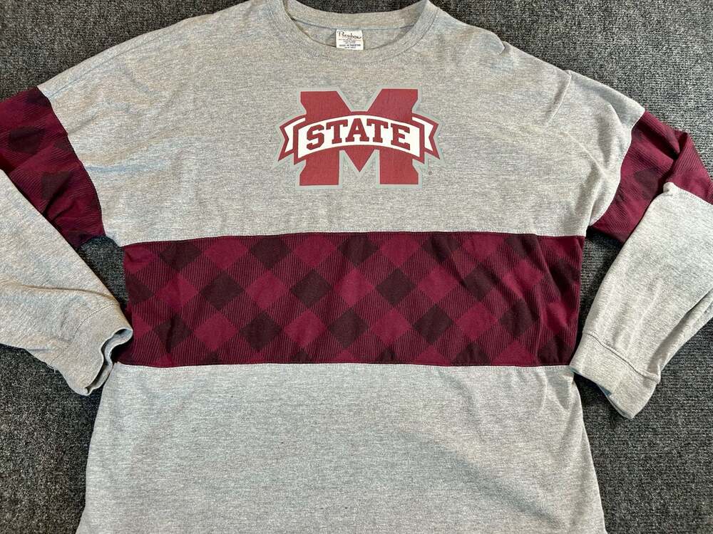 Pressbox Mississippi State Bulldogs Long Sleeve Shirt with Maroon Buffalo Plaid